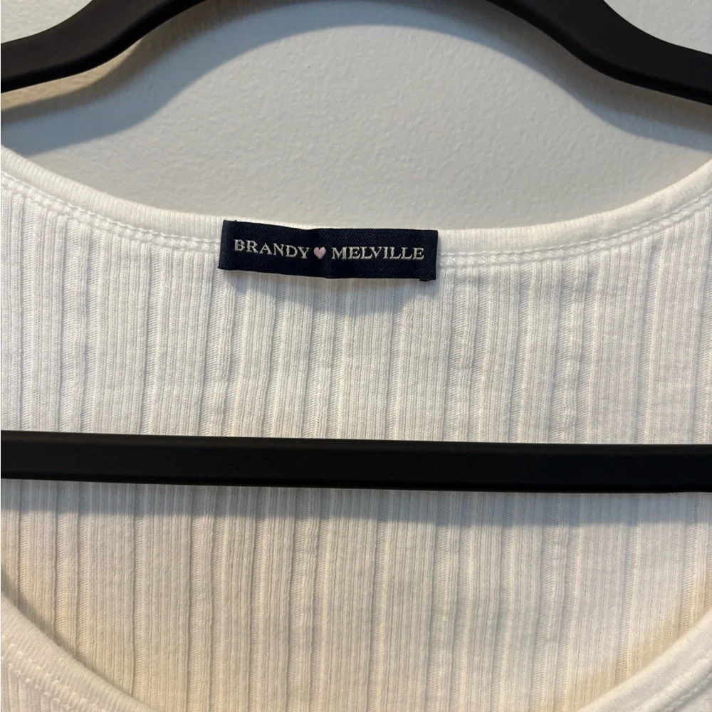 Brandy Melville White Ribbed Button-Down Shirt - Picture 3 of 4